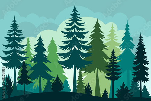 Collection of Pine Fir Spruce and Christmas Trees Coniferous Evergreen Illustrations