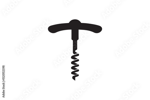 A Corkscrew  silhouette with a simple, understated design set against a white background