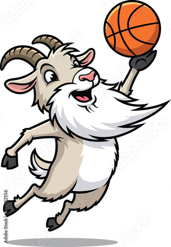 Playful cartoon goat dunking a basketball vector illustration
