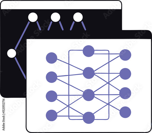 Abstract artificial intelligence diagram featuring interconnected neural network nodes