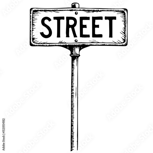 Street sign illustration in vintage sketch style 