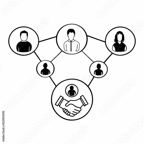 HR and recruitment agency vector branding with people and network icons