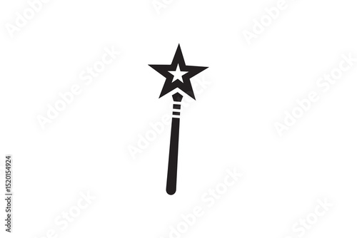 A  magic wand  silhouette with a simple, understated design set against a white background