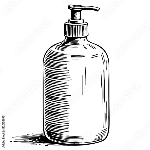 Vintage sketch of a pump bottle with a textured design concept of vintage sketch  