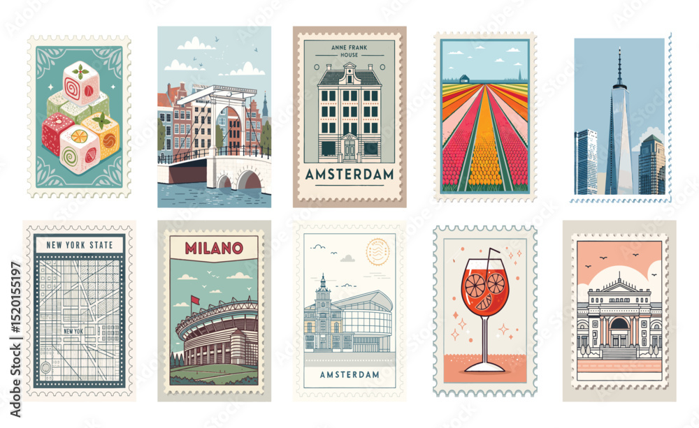 Assorted Travel Themed Graphic Designs & City Icons Assorted Travel Themed Graphic Designs & City Icons