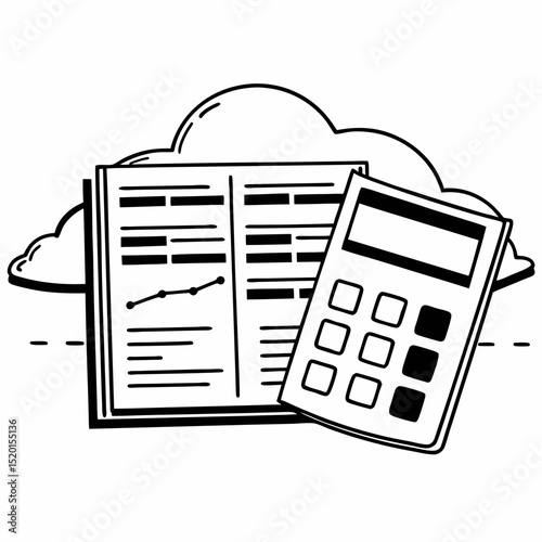 Small business finance tool branding with spreadsheet and calculator vectors