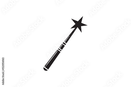 A  magic wand  silhouette with a simple, understated design set against a white background