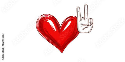 Heart hand gesture illustration symbolizing love and affection. Ideal for Valentine’s Day, romantic messages, and emotional expressions on white or transparent background.