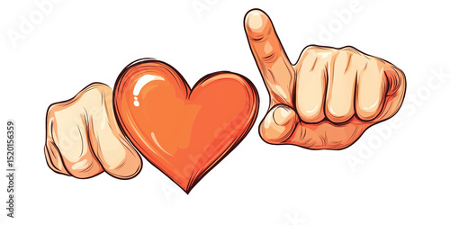 Hand forming heart sign expressing love and affection. Ideal for Valentine’s Day, romantic messages, and emotional designs on white or transparent background.