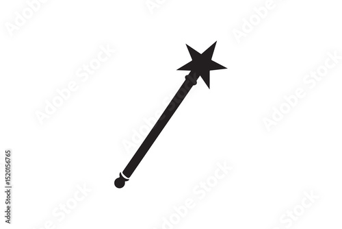 A  magic wand  silhouette with a simple, understated design set against a white background