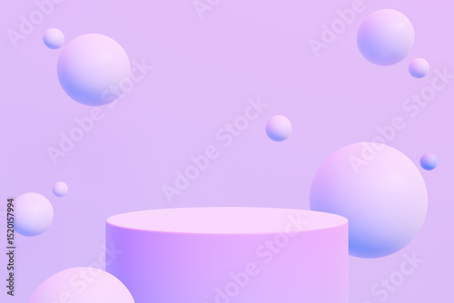 Fototapeta Naklejka Na Ścianę i Meble -  Blue and Purple podium with ball on background, futuristic, showcase product, 3d render