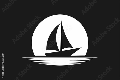 sailing ship on black background
