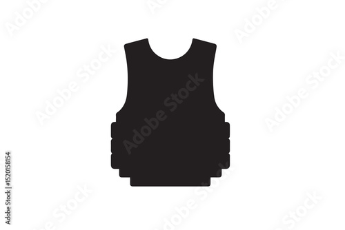 A   army vest silhouette with a simple, understated design set against a white background