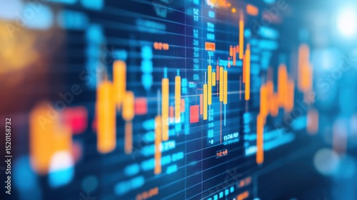 Abstract Financial Data Visualization with Colorful Chart Elements