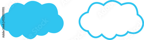 Clouds large and small icon set. Blue sky clouds vector collection isolated on transparent light blue background. Cartoon weather illustration. Fluffy nature environment symbol for web and app.