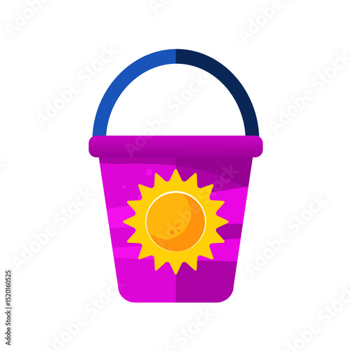 Toy bucket with a sun – vector icon