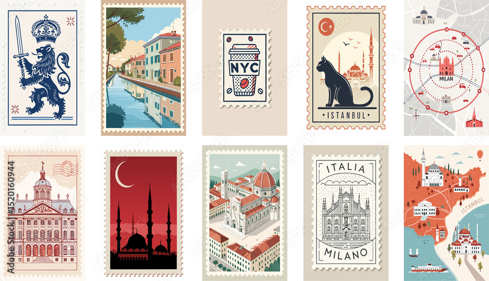 Collection of World Destination Vector Illustrations Collection of World Destination Vector Illustrations
