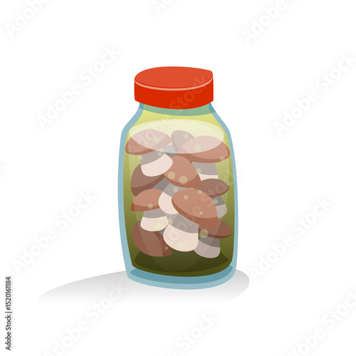 Preserved Mushrooms in Clear Jar