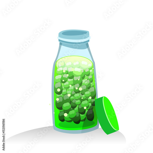 Vibrant Green Berries in Clear Jar