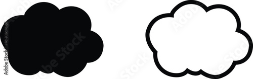 Clouds large and small icon set. Blue sky clouds vector collection isolated on transparent light blue background. Cartoon weather illustration. Fluffy nature environment symbol for web and app.