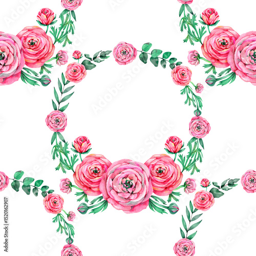 Sweet pink flower watercolor seamless pattern. Soft pastel colors water color seamless pattern for beauty products or other.