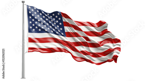 American Flag Waving Proudly Against a Black Background Patriotism Symbol USA National Emblem