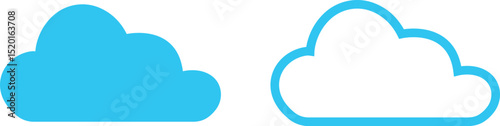 Clouds large and small icon set. Blue sky clouds vector collection isolated on transparent light blue background. Cartoon weather illustration. Fluffy nature environment symbol for web and app.