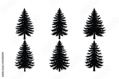  tree set with winter forest and holiday decorations