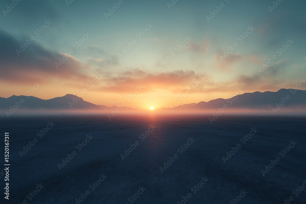 Fototapeta premium Stunning Sunset Silhouette. Dramatic Mountain Landscape with Breathtaking Colors