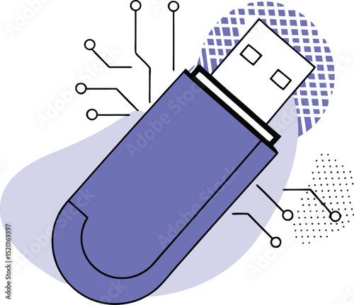 Abstract usb flash drive design in purple and white with modern geometric elements