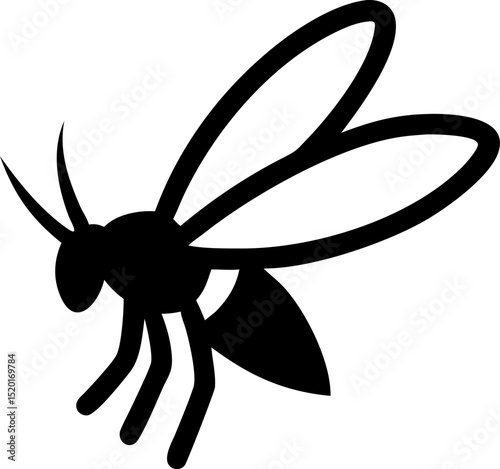 Flying Hornet Wasp Silhouette Logo Design with Stinger Wings and Insect Features for Branding and Creative Projects Vector Illustration