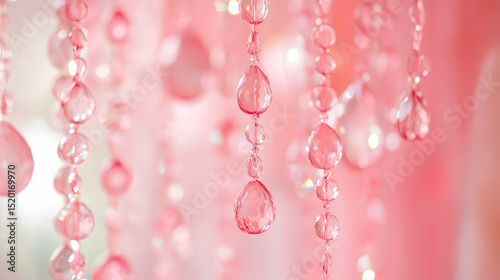 Long line of pink glass beads hun  19231