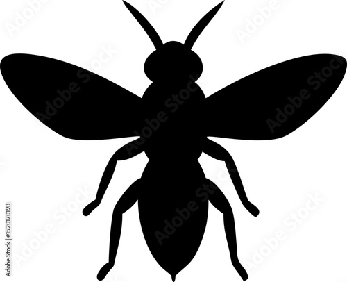Flying Hornet Wasp Silhouette Logo Design Featuring a Stylized Insect with Wings and Stinger in a Minimalist Style Suitable for
