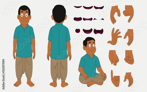 Indian village man cartoon character. moral stories for the best cartoon character.