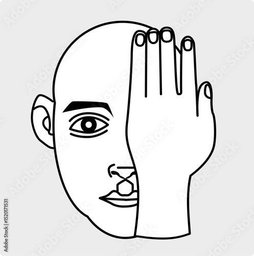 illustration of a hand covering an eye