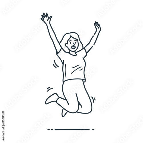 Happy woman jumping with joy in a playful pose  