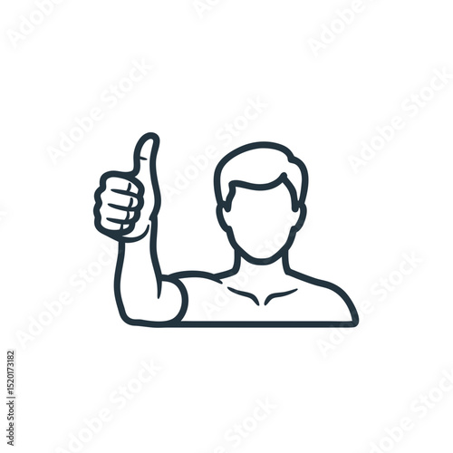 Man giving thumbs up in minimalist outline style  