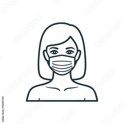Woman wearing a face mask with a neutral expression  