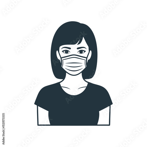 Woman wearing face mask with short hair and casual attire  