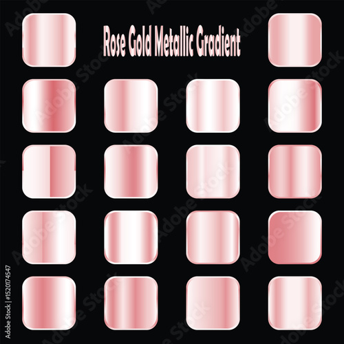 Gradient Colors Rose Gold Metallic UI Elements