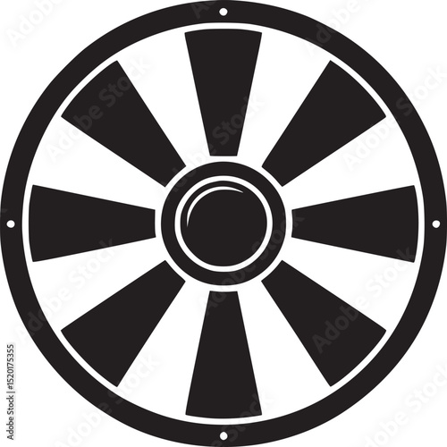 A hanging compass with a chain and a star design pointing north on a white isolated background view