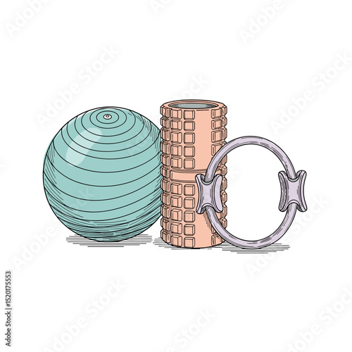 Artistic arrangement of geometric shapes in pastel colors