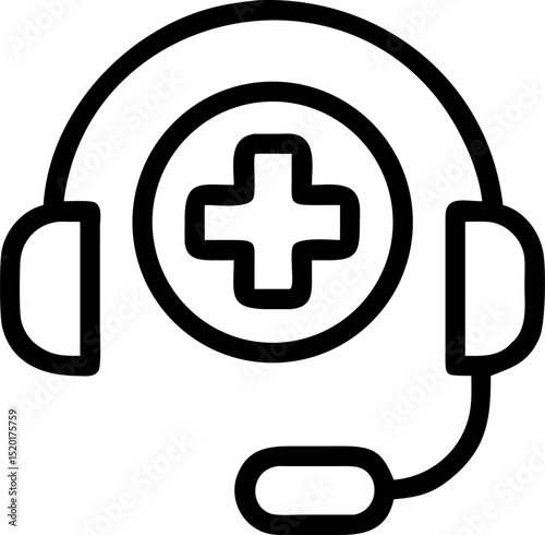 Medical Helpline Icon Featuring Phone Heart and Cross Symbolizing Healthcare Assistance and Emergency Support Services for Patients and Call Centers