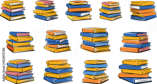 stack of books set vector illustration