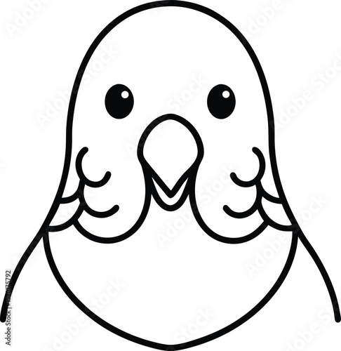 english budgie head icon line art vector illustration on transparent background