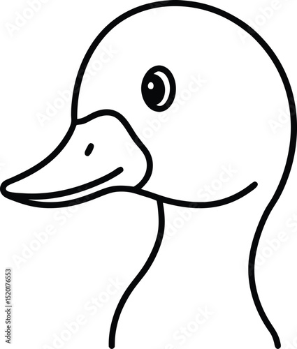 gadwall head icon line art vector illustration on transparent background