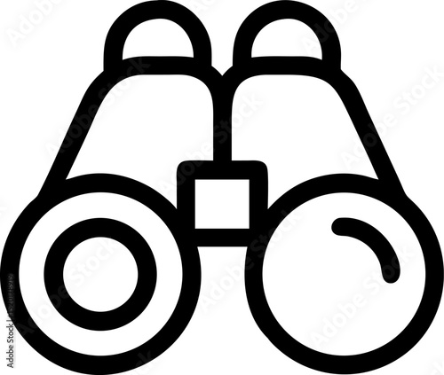 Search Icon Outline with Binoculars for Revenue or Agency Representing Investigation Discovery and Financial Oversight in a Simple Design
