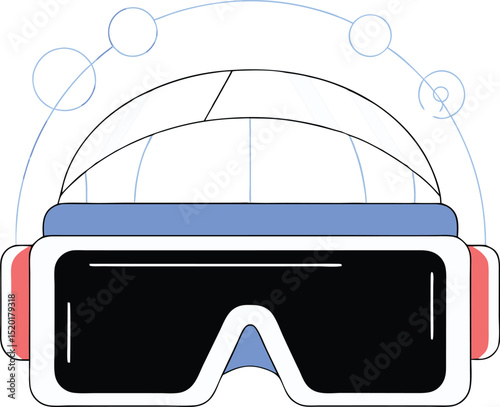 Futuristic virtual reality headset design with modern minimalist graphic style