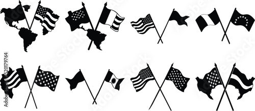 vector silhouettes of flag