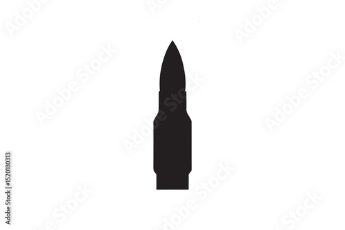 A Bullet  silhouette with a simple, understated design set against a white background
